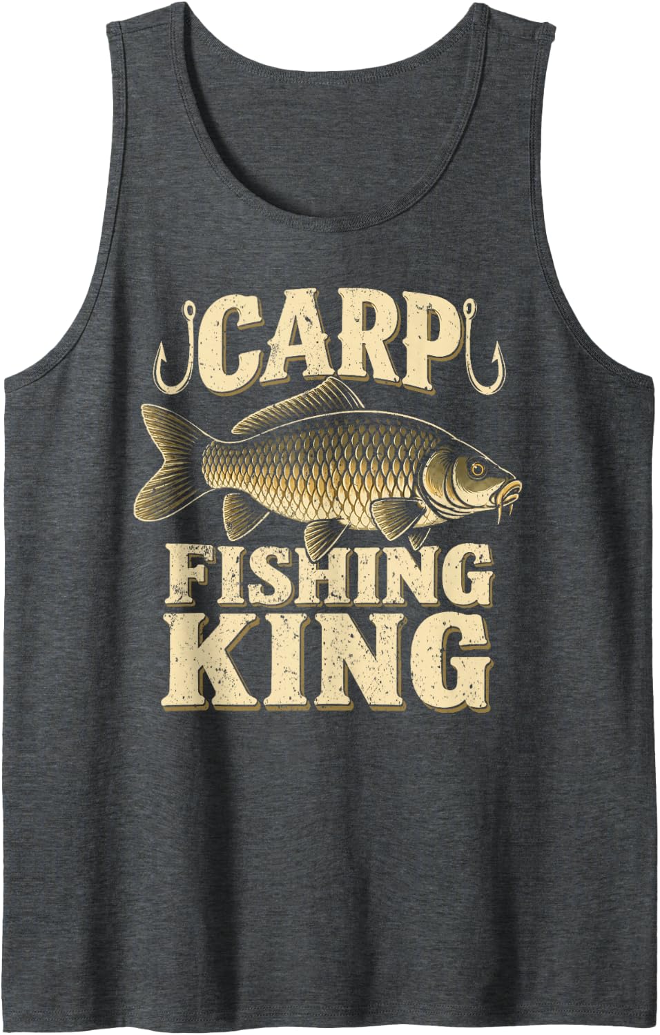 Carp Fishing King Fisherman Angler Carp Fish Angling Sleeveless Tank Top - Dark Heather Grey