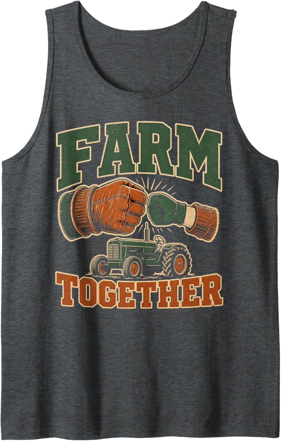Farm Together Tractor Farmers Sleeveless Tank Top - Dark Heather Grey