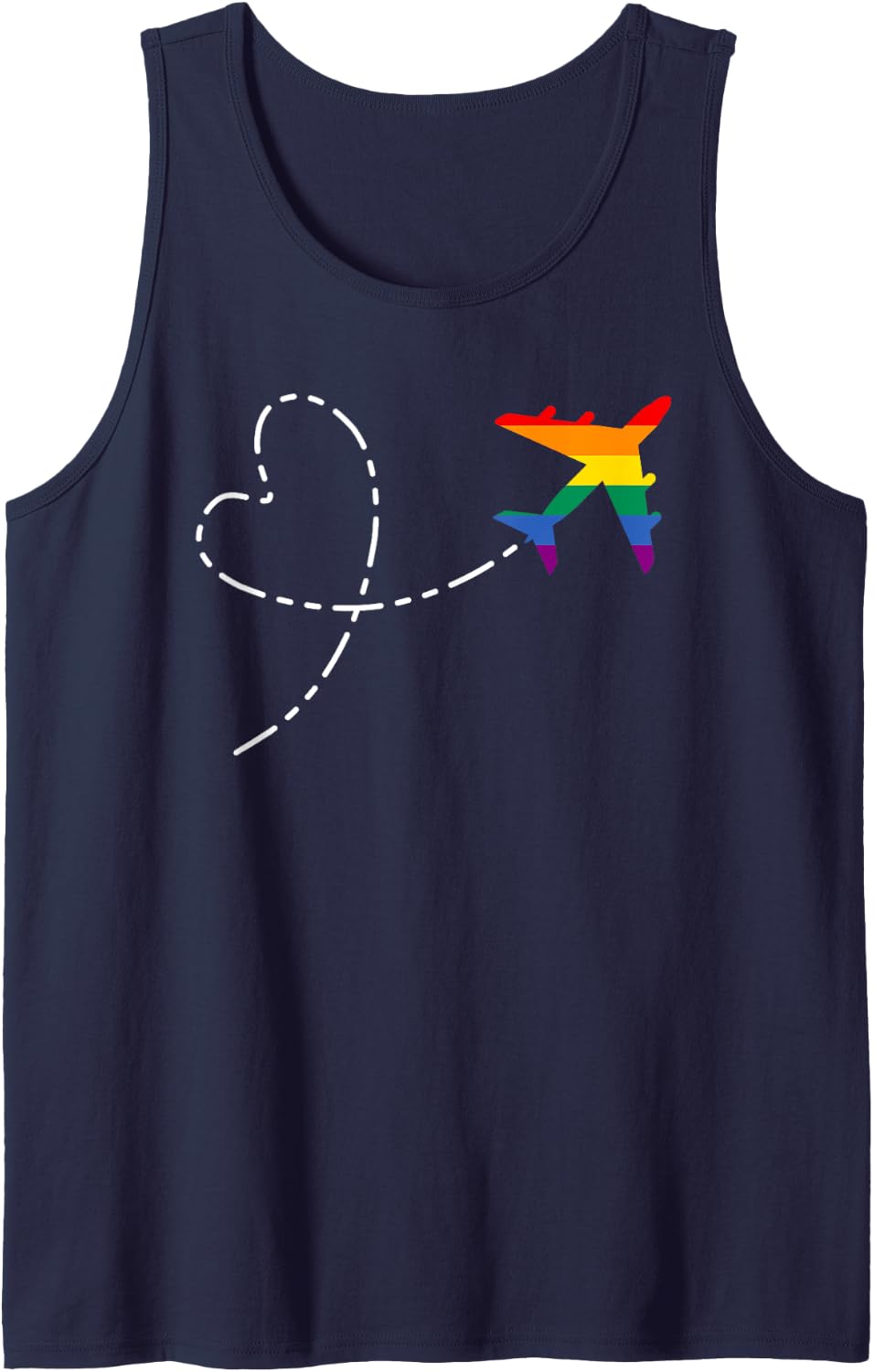 Airplane Rainbow Flag Flight Attendant Pilot LGBT Gay Pride Tank Top - Navy Blue