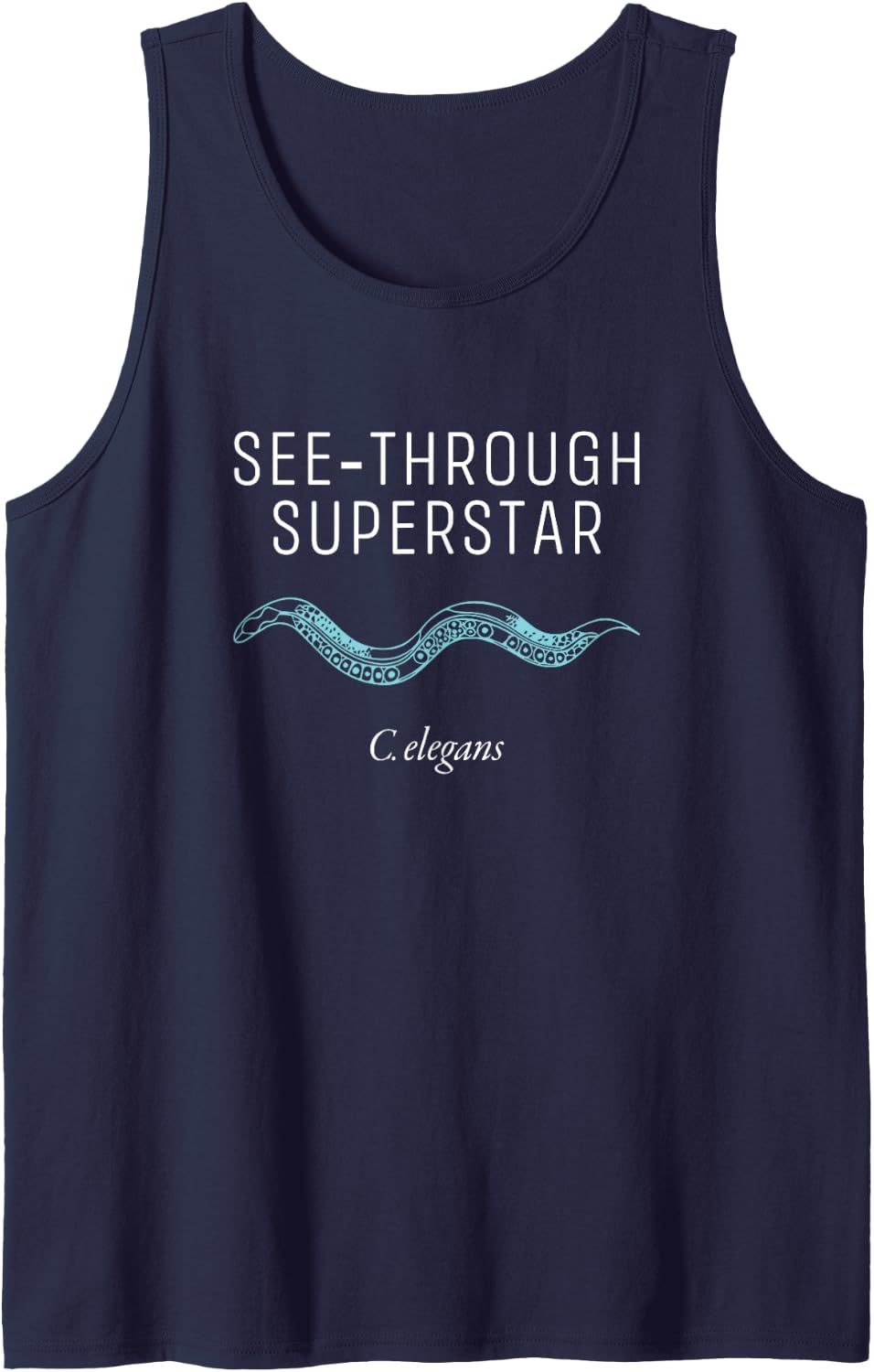 See Through Superstar Biology Bacteria C Elegans Sleeveless Tank Top - Navy Blue