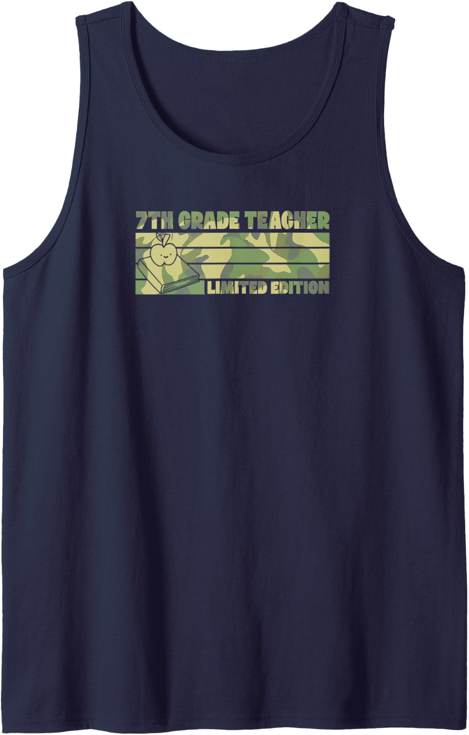 7th Grade Teacher Limited Edition Retro 70s Style Teacher Sleeveless Tank Top - Navy Blue