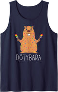 Happy Dot Day Capybara Dotybara Funny Pun Animal Sleeveless Tank Top - Navy Blue