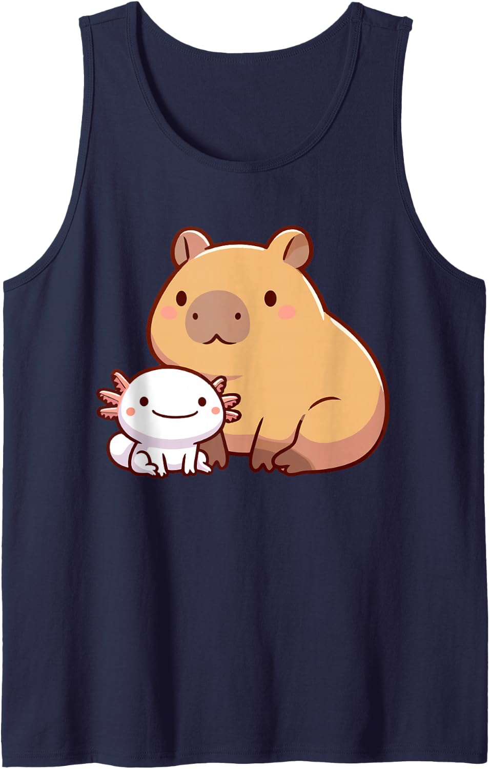 Capybara and Axolotl Sleeveless Tank Top - Navy Blue