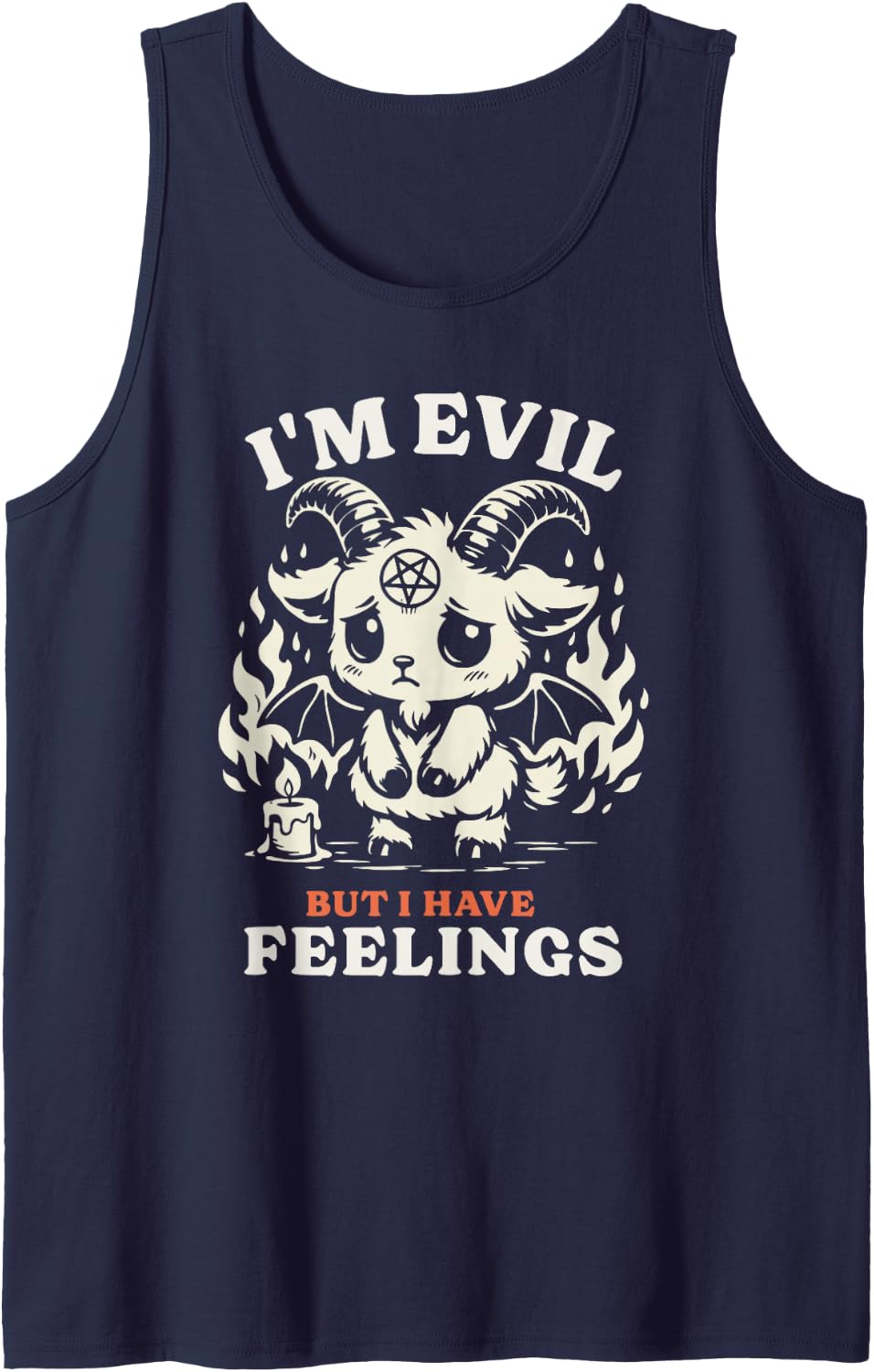 I'm Evil But I Have Feelings Spooky Halloween Costume Sleeveless Tank Top - Navy Blue