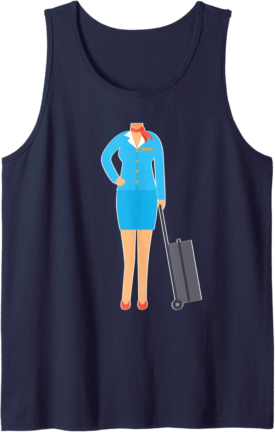 Flight Attendant Costume Lazy DIY Halloween Stewardess Sleeveless Tank Top - Navy Blue