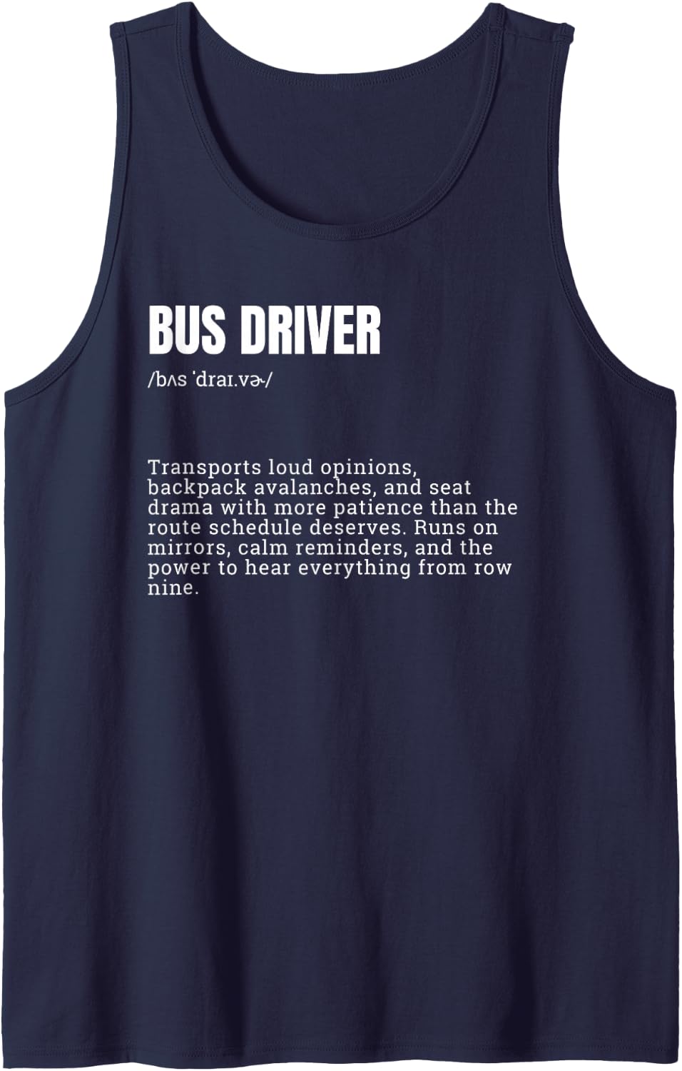 Funny Bus Driver Definition Appreciation Sleeveless Tank Top - Navy Blue