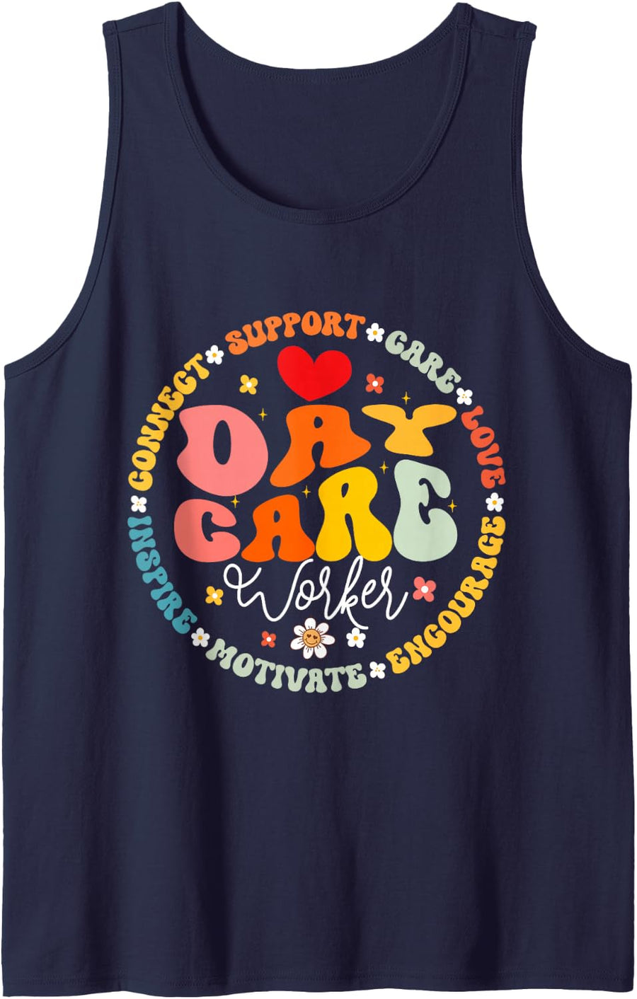 Groovy Daycare Worker Life Childcare Provider After School Sleeveless Tank Top - Navy Blue