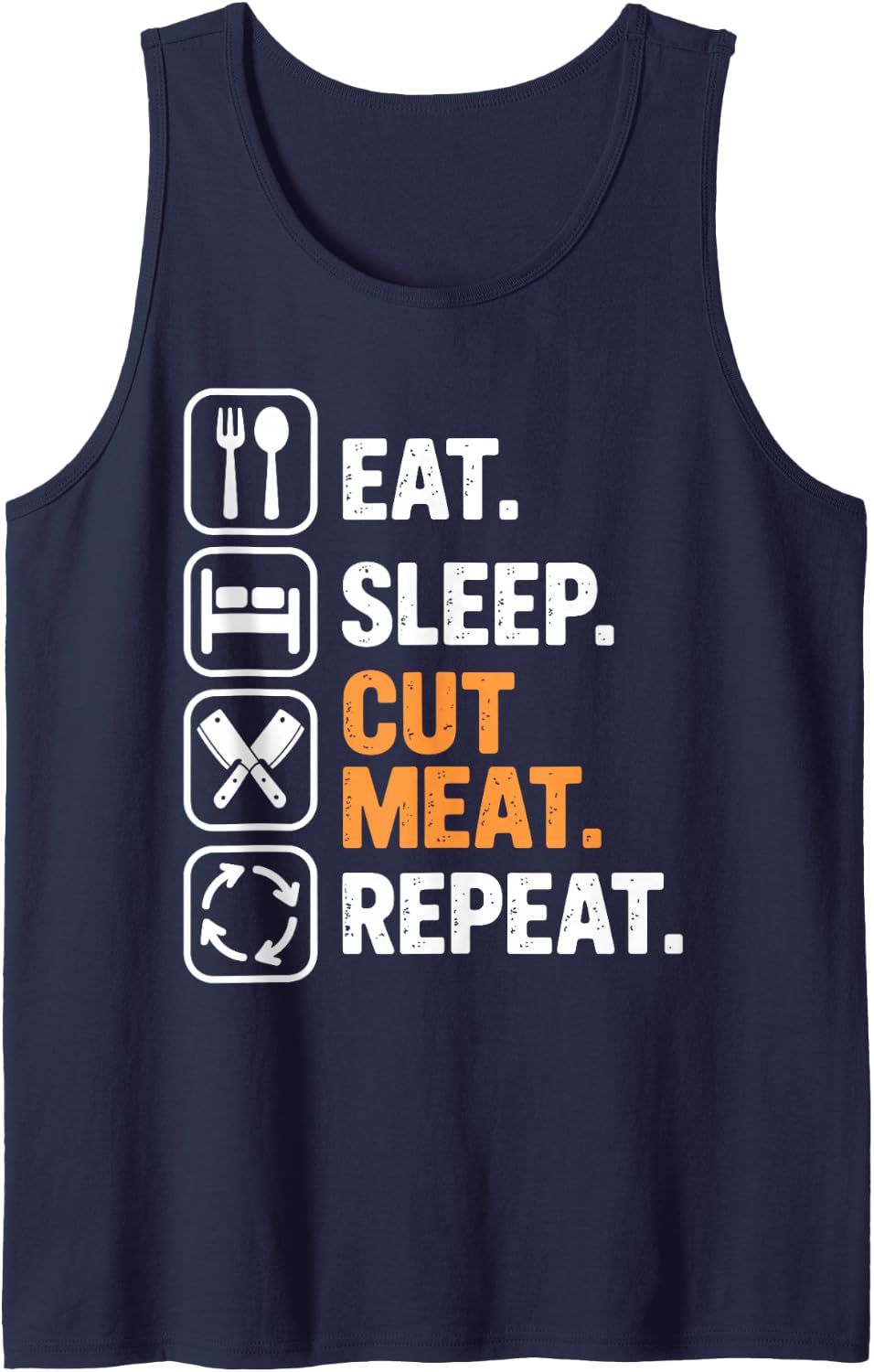 Cool Butcher Design for Men Women Butchery Animal Butcher Sleeveless Tank Top - Navy Blue
