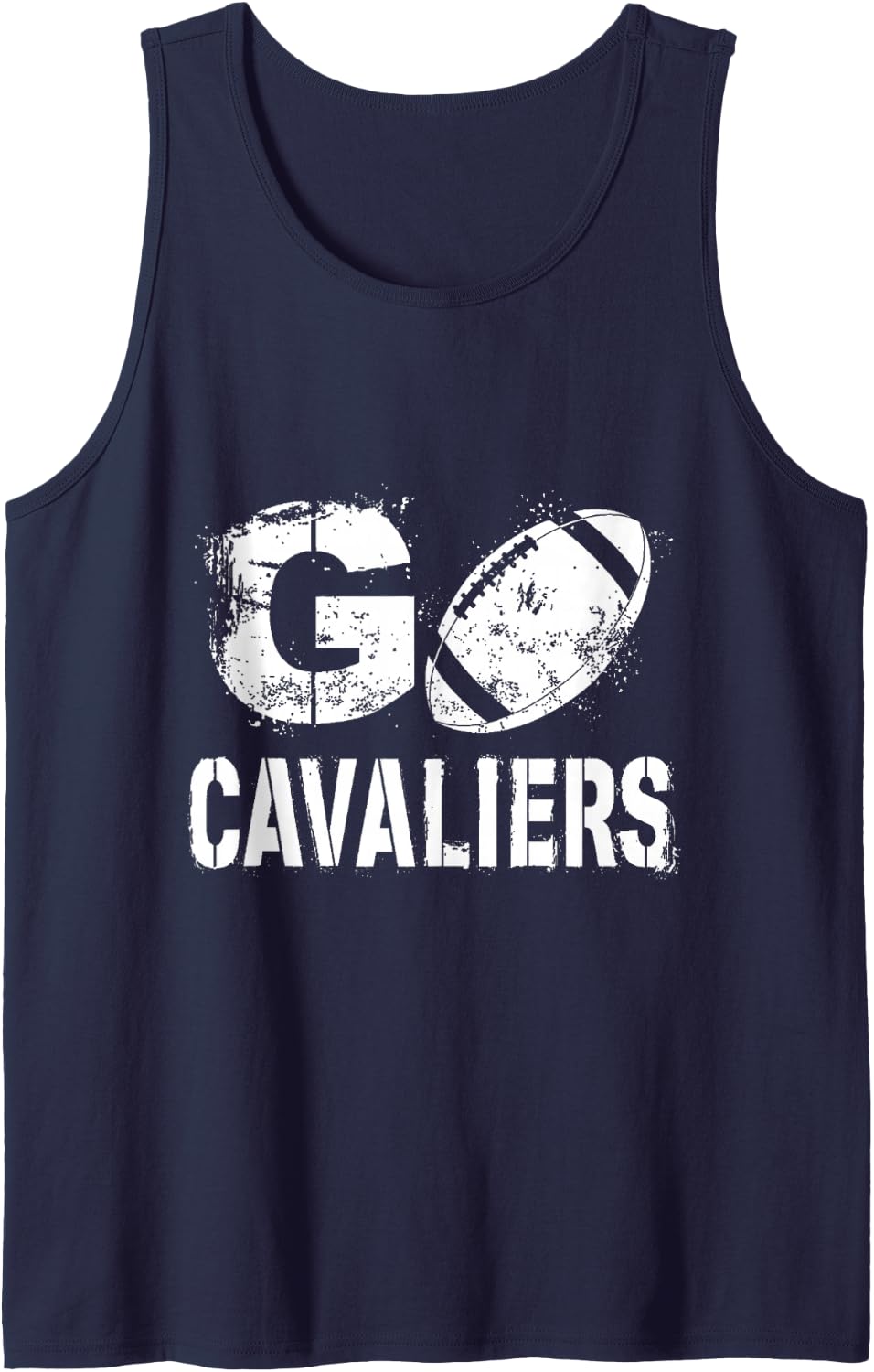 Go Cavaliers Football Vintage Grunge Sleeveless Tank Top - Navy Blue