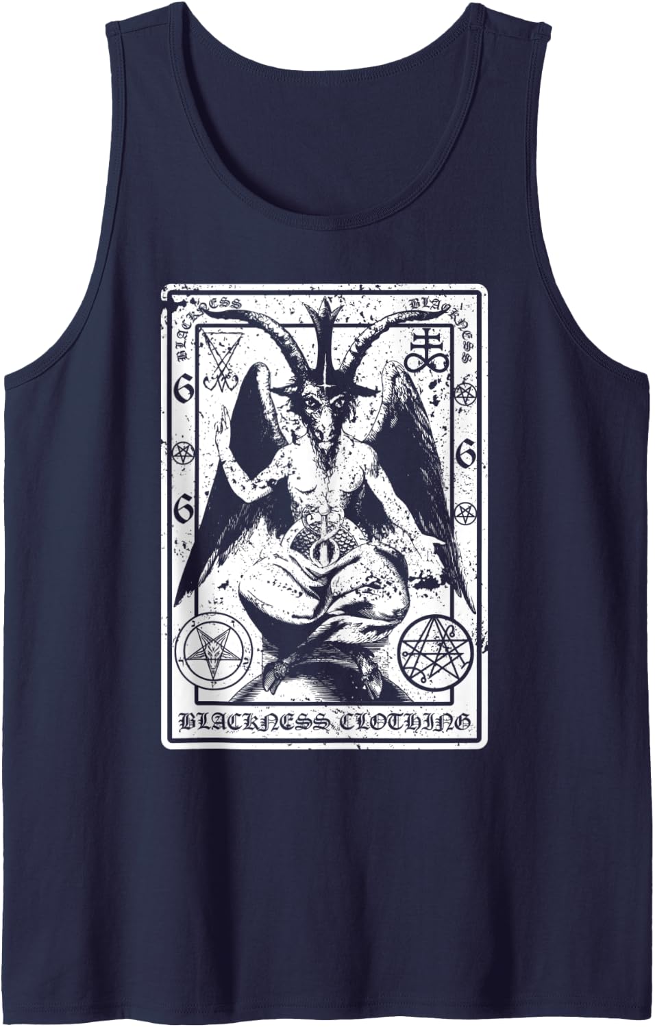 Baphomet Shirt | Satanic Dark Art Evil 666 T-Shirt | Luzifer Tank Top - Navy Blue