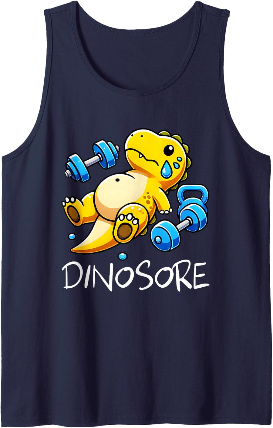 Funny Cute Dinosaur Workout Gym Fitness Weight Lifting Gift Tank Top - Navy Blue