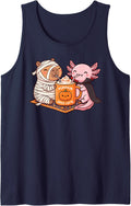 Capybara Mummy Axolotl Vampire Pumpkin Spice Latte Kawaii Sleeveless Tank Top - Navy Blue