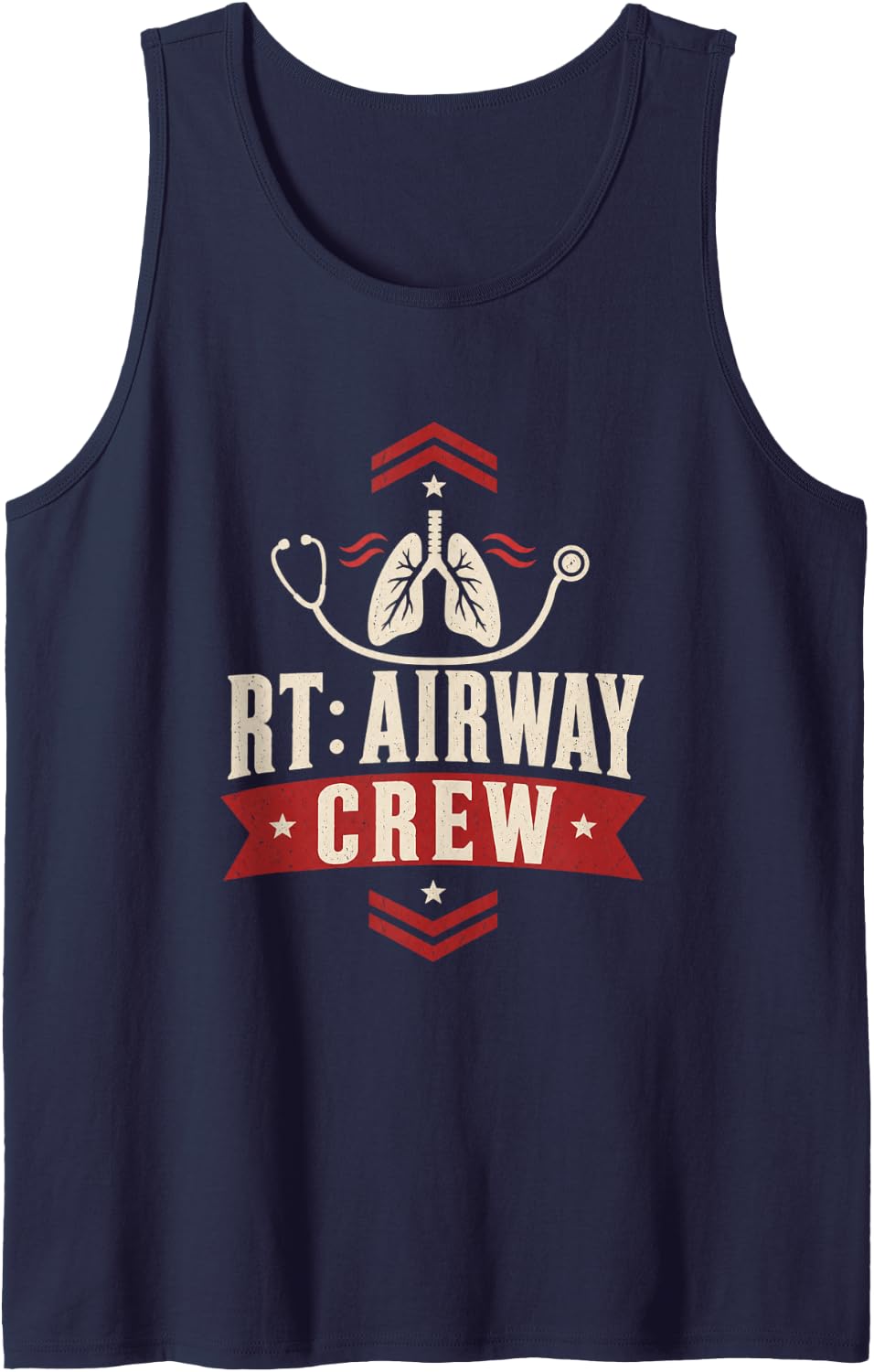 RT Airway Crew Respiratory Therapist Sleeveless Tank Top - Navy Blue