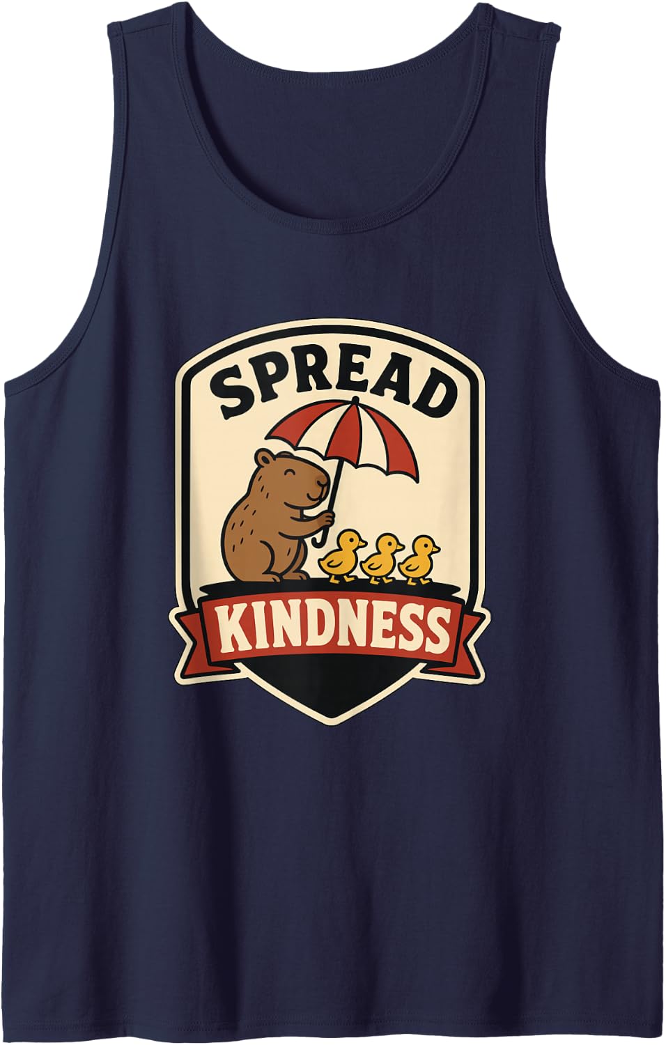 Capybara Spread Kindness Cute Animals for Women, Men Sleeveless Tank Top - Navy Blue