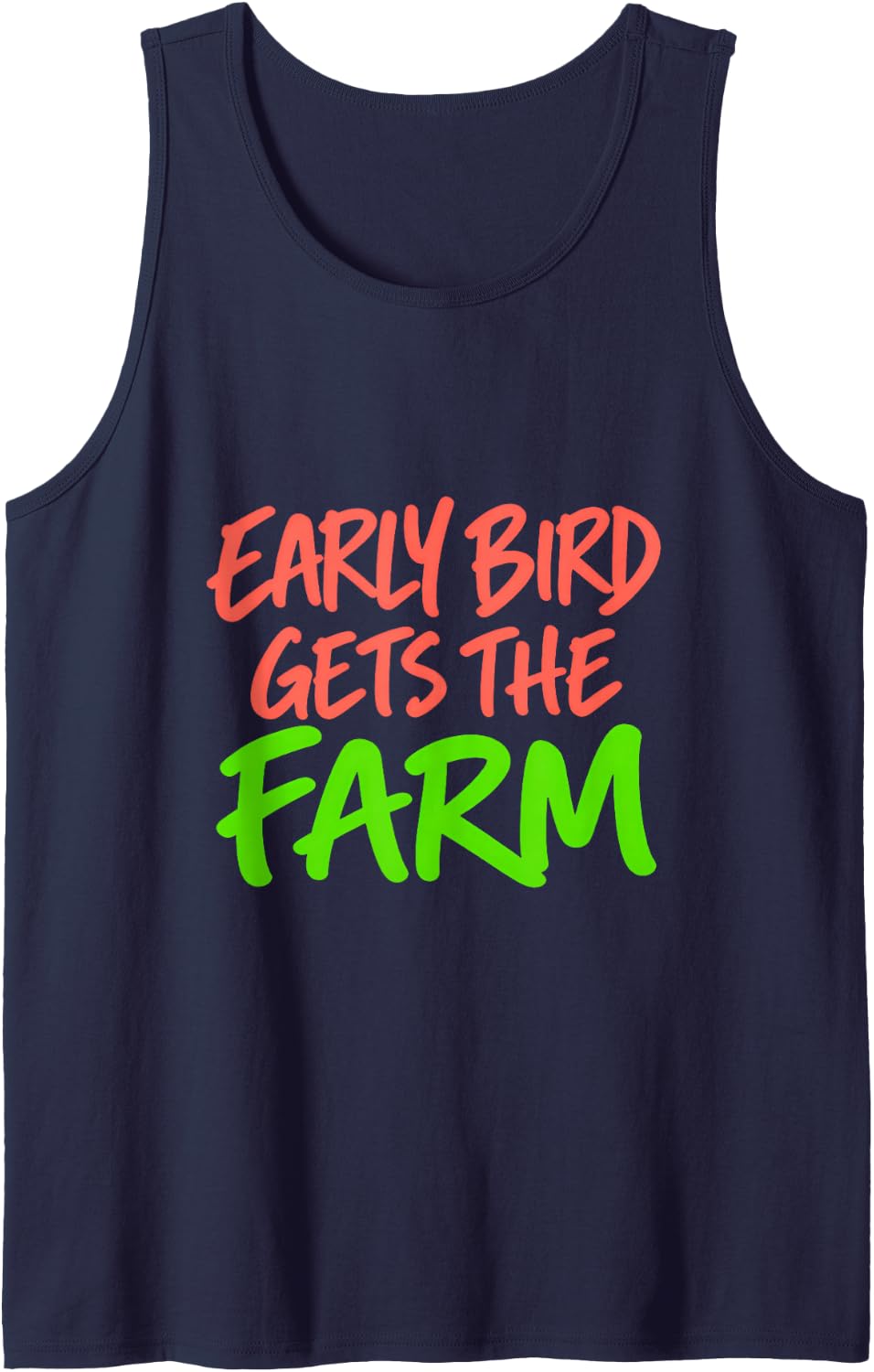 Early Bird Gets The Farm Vintage Poultry Farmer Sleeveless Tank Top - Navy Blue