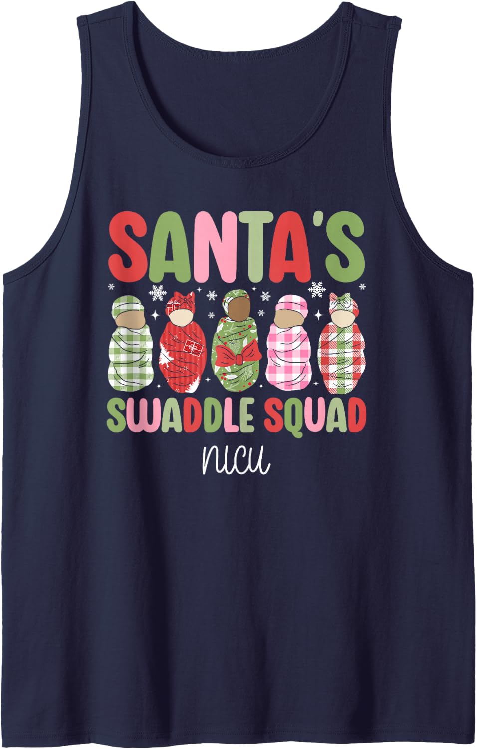 NICU Squad Christmas NICU Nurse Xmas Neonatal ICU Nurse Sleeveless Tank Top - Navy Blue