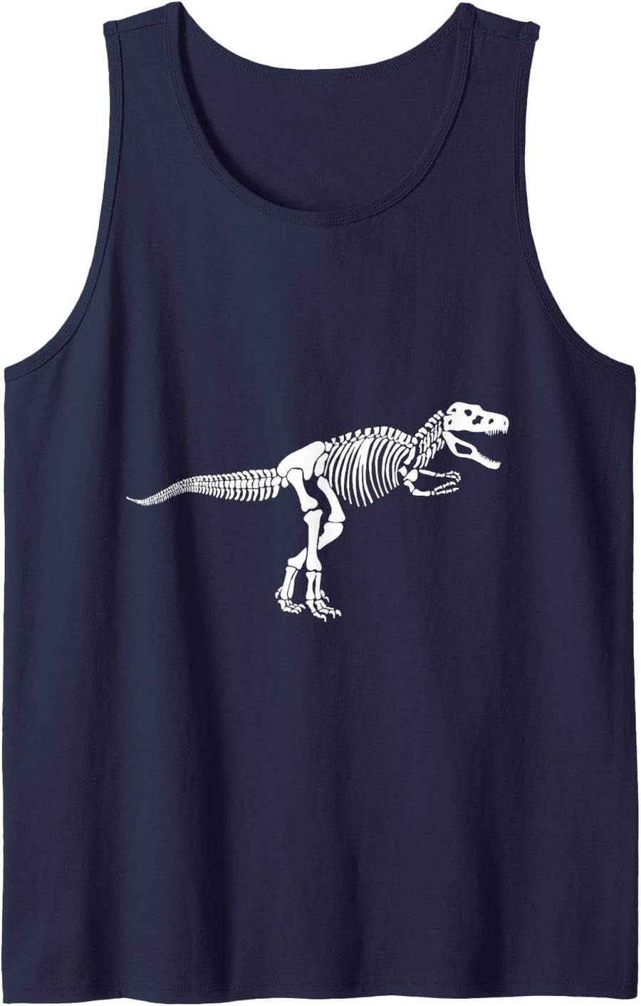 Tyrannosaurus Dinosaur Fossil Skeleton (White Logo Design) Sleeveless Tank Top - Navy Blue