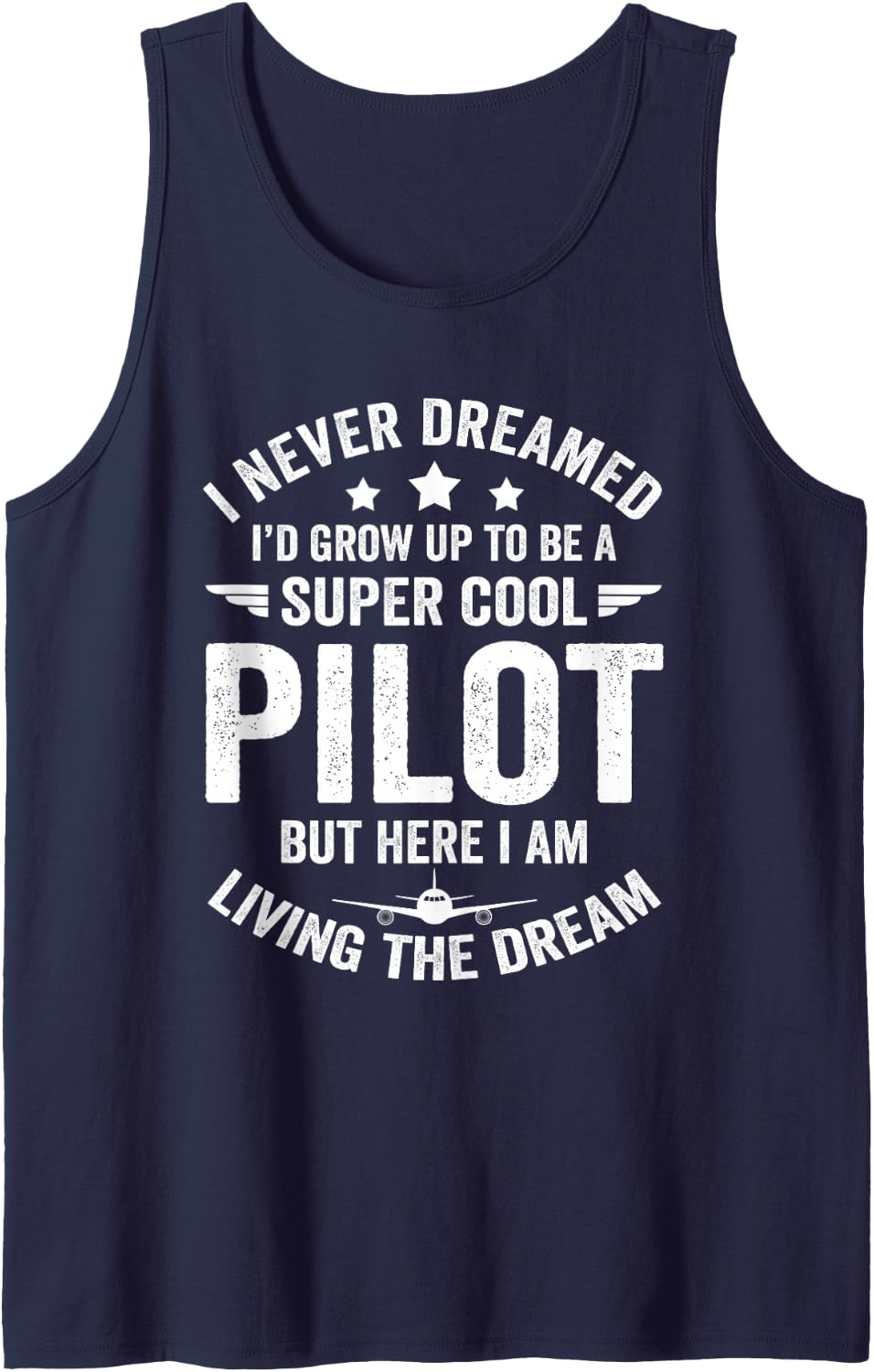 Funny Pilot Flying Aviation Airplane Cool Pilot Airplane Sleeveless Tank Top - Navy Blue