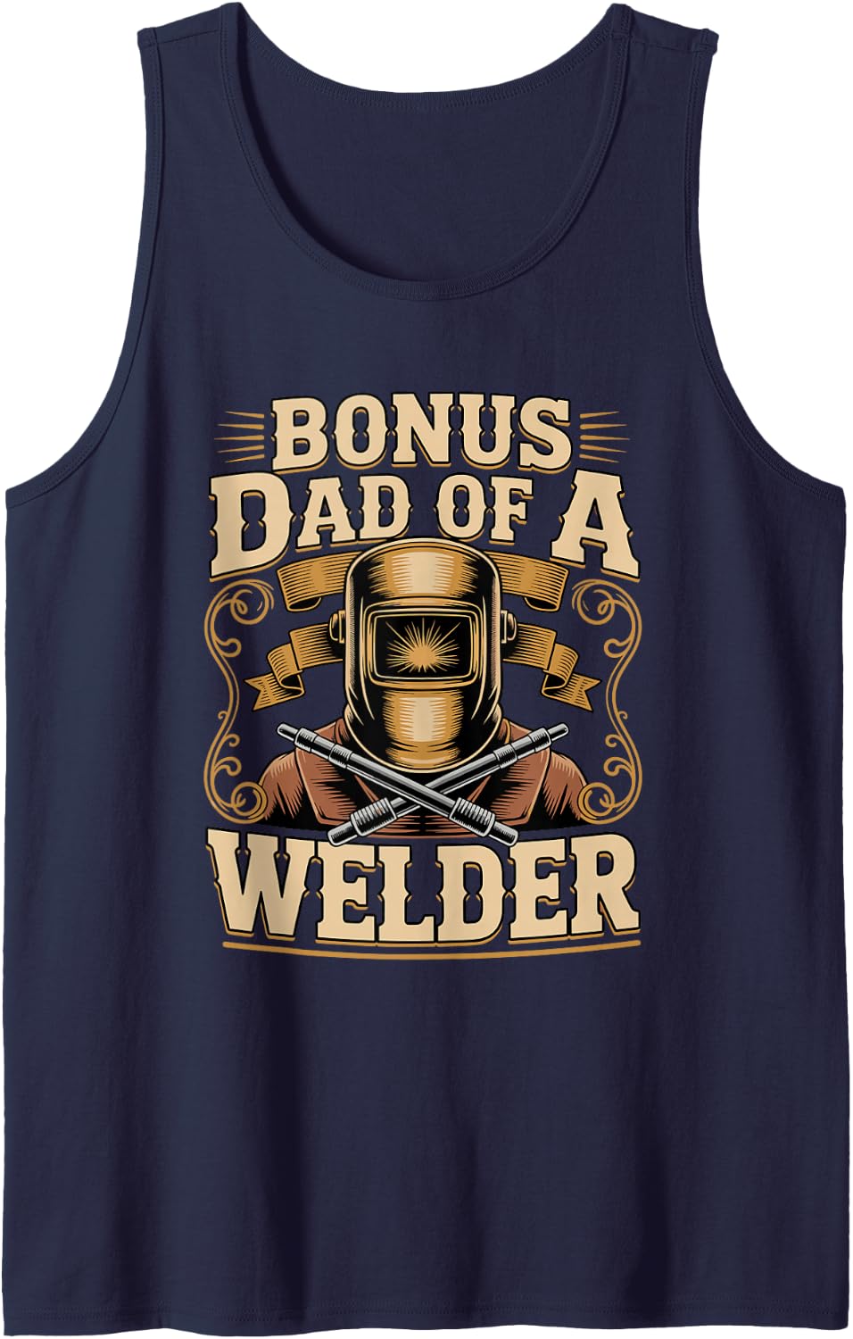 Men's Bonus Dad of a Welder Stepdad Sleeveless Tank Top - Navy Blue