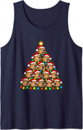 Capybaras Christmas Tree Cute Santa Hat Capybara Lover Xmas Sleeveless Tank Top - Navy Blue