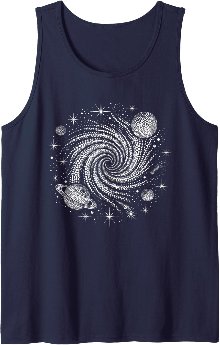 Dot Galaxy and Stars - Cool Dot Sleeveless Tank Top - Navy Blue
