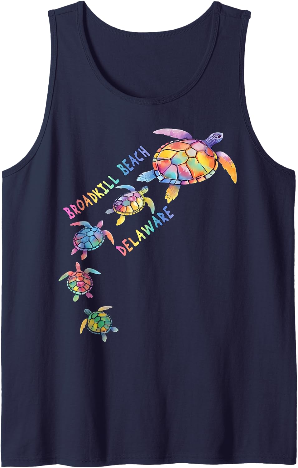 Broadkill Beach Delaware Sea Turtle Lover Beach Sleeveless Tank Top - Navy Blue