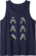Funny Capybara Expressions Cute Wildlife Rodent Faces Sleeveless Tank Top - Navy Blue