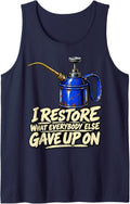 Antique Tractor I Restore What Everybody Else Gave Up On Sleeveless Tank Top - Navy Blue