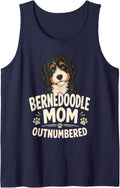 Bernedoodle Mom Outnumbered Dog Owner Sleeveless Tank Top - Navy Blue