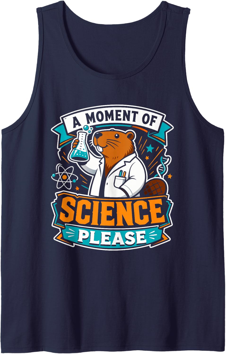 Scientists A Moment of Science Please Funny Capybara Sleeveless Tank Top - Navy Blue