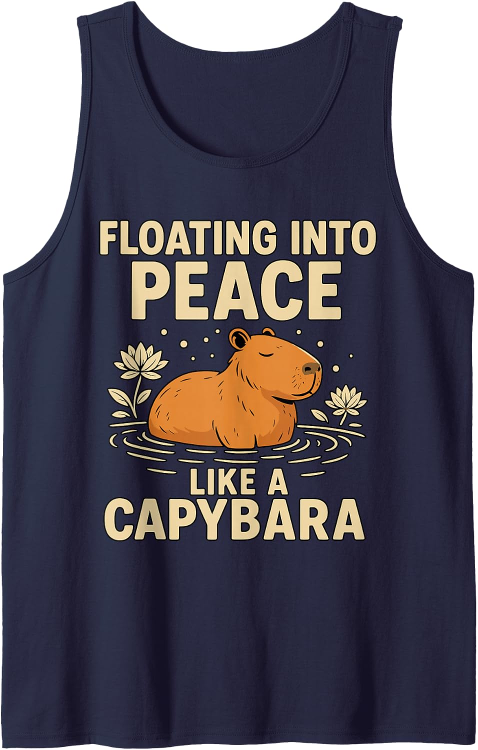 Funny Capybara Lover Rodent Wildlife Animal Capy Sleeveless Tank Top - Navy Blue