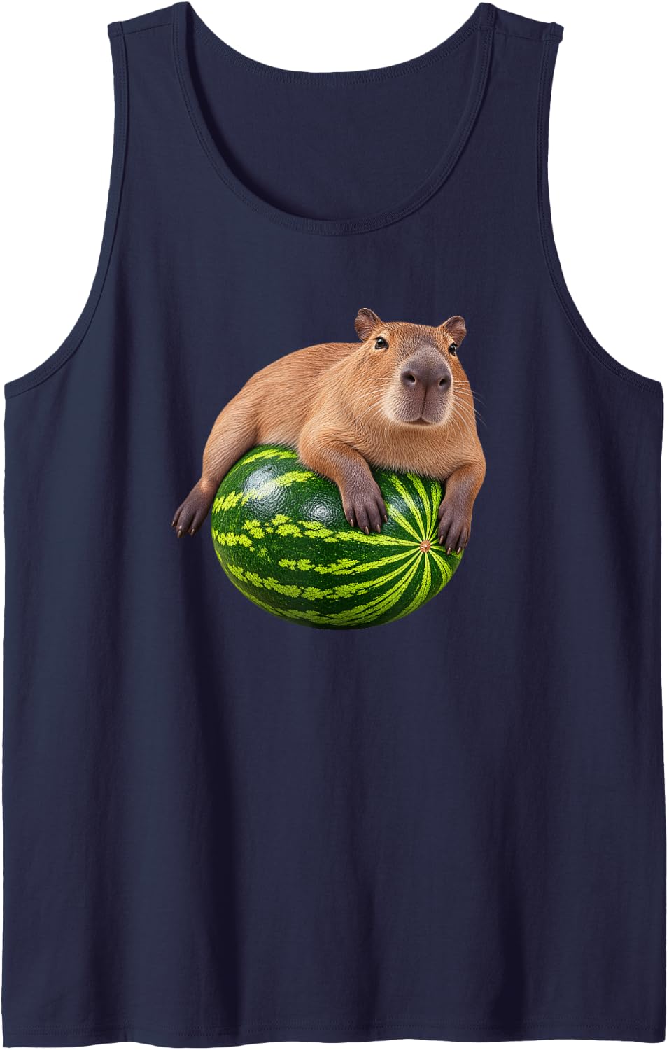 Capybara Watermelon Lounge Sleeveless Tank Top - Navy Blue