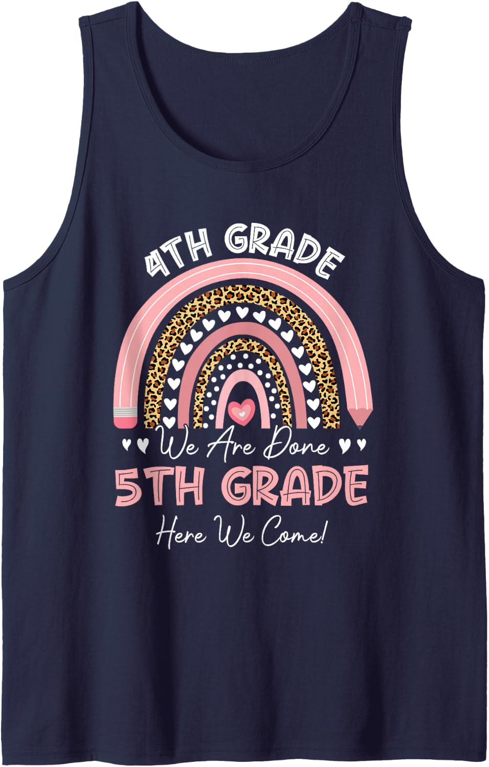 4th Grade We are Done 5th Grade Messy Bun First Day Kids Sleeveless Tank Top - Navy Blue