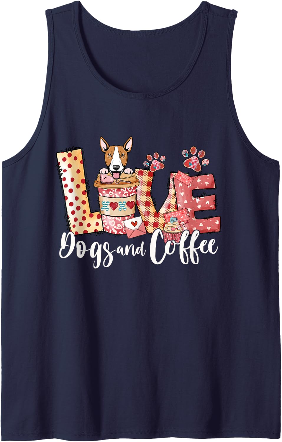 Bullterrier Dog Coffee Lover Valentines Day Tank Top - Navy Blue