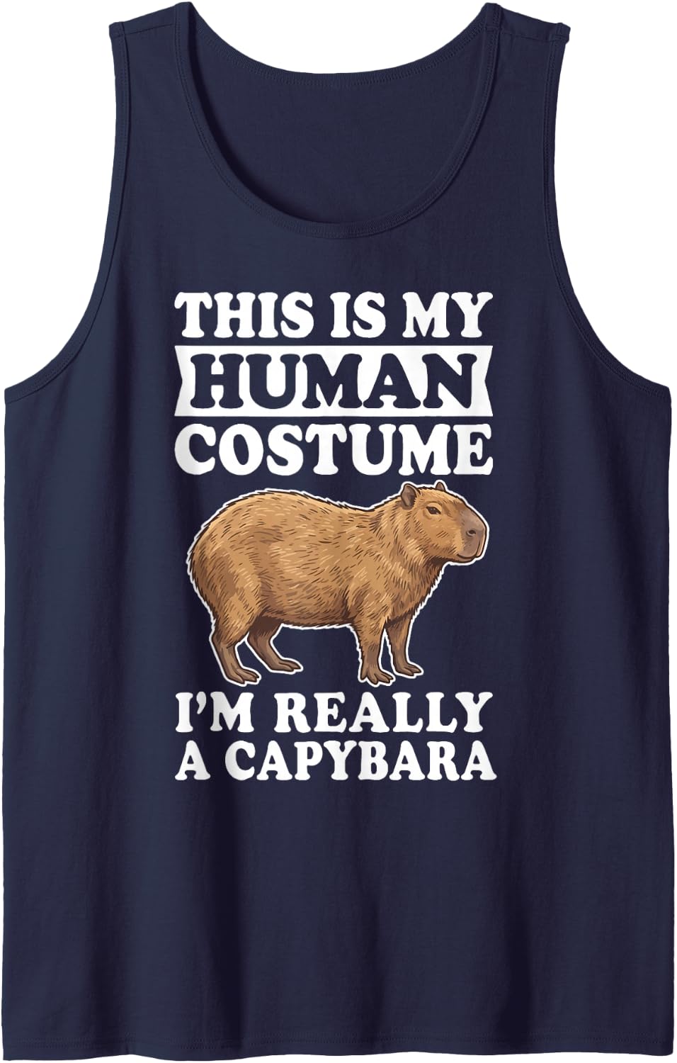 This is My Human Costume I'm Really A Capybara Sleeveless Tank Top - Navy Blue