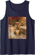 Cool Retro Bubble Tea Sunglasses Capybara Sleeveless Tank Top - Navy Blue