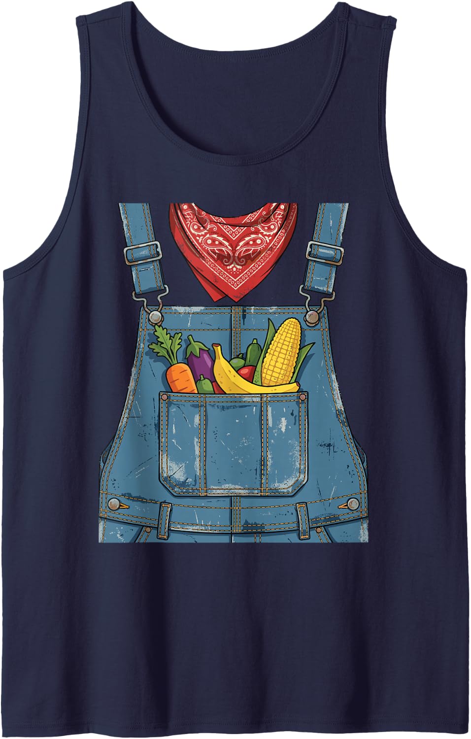 Funny Lazy Halloween Farmer Costume Tee Farm Country Farming Sleeveless Tank Top - Navy Blue