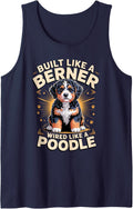 Built Like A Berner Wired Like A Poodle Bernedoodle Doodle Sleeveless Tank Top - Navy Blue