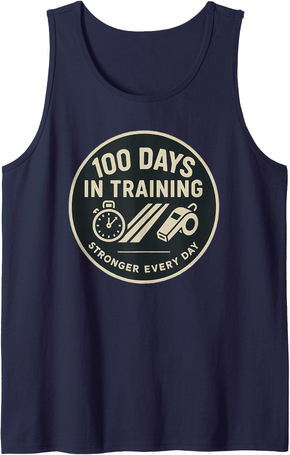 100 Days in Training School Milestone Design for PE Teacher Sleeveless Tank Top - Navy Blue