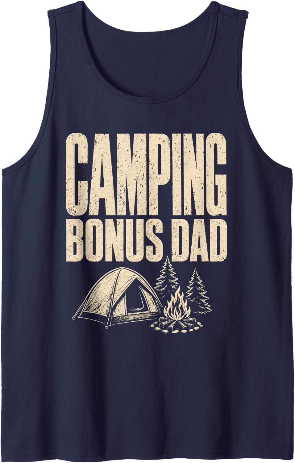 Camping Bonus Dad Camper Gift for Men Campfire Dome Tent Sleeveless Tank Top - Navy Blue