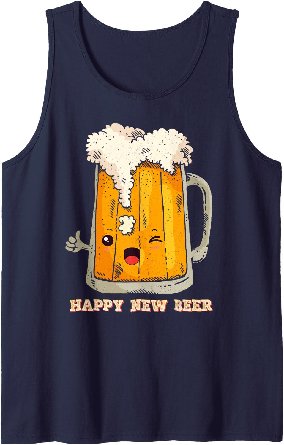 Happy New Beer - New Year's Eve Beer Sleeveless Tank Top - Navy Blue