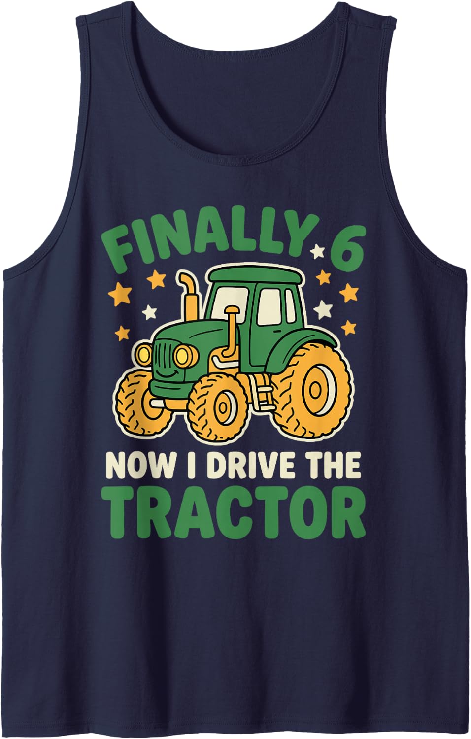 Finally 6 Years Now I Drive The Tractor 6th Birthday Farmer Sleeveless Tank Top - Navy Blue