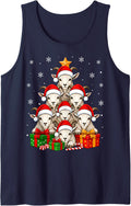 Goat Christmas Tree Cute Animal Festive Santa Goat Xmas Sleeveless Tank Top - Navy Blue