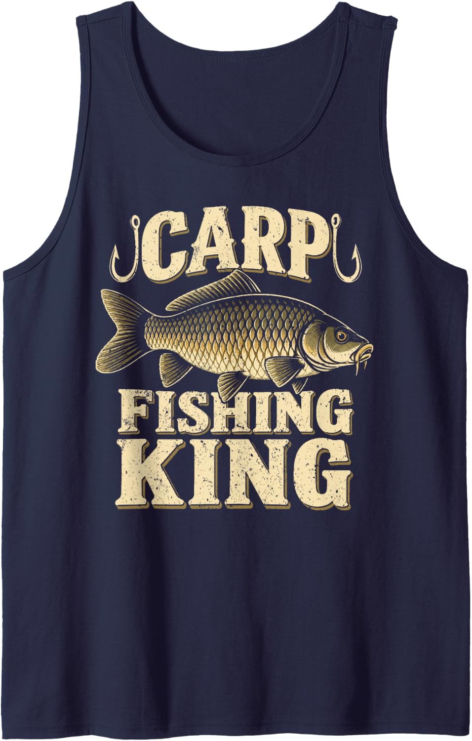 Carp Fishing King Fisherman Angler Carp Fish Angling Sleeveless Tank Top - Navy Blue