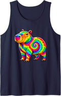 Capybara Tie-Dye Spiral Animal Lover Sleeveless Tank Top - Navy Blue