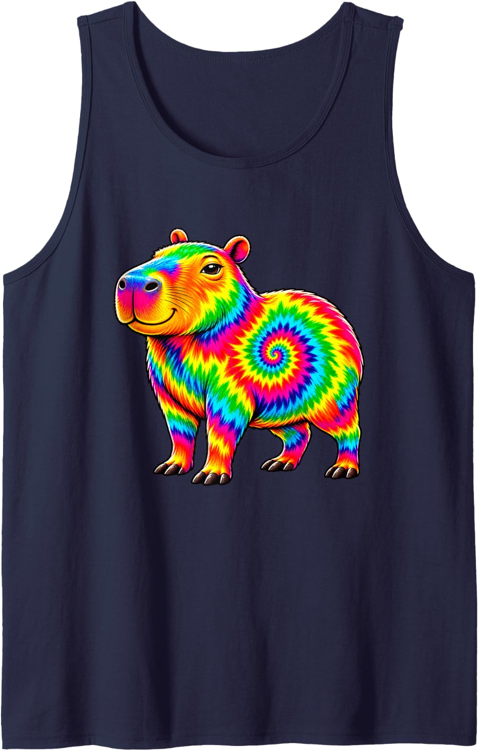 Capybara Tie-Dye Spiral Animal Lover Sleeveless Tank Top - Navy Blue