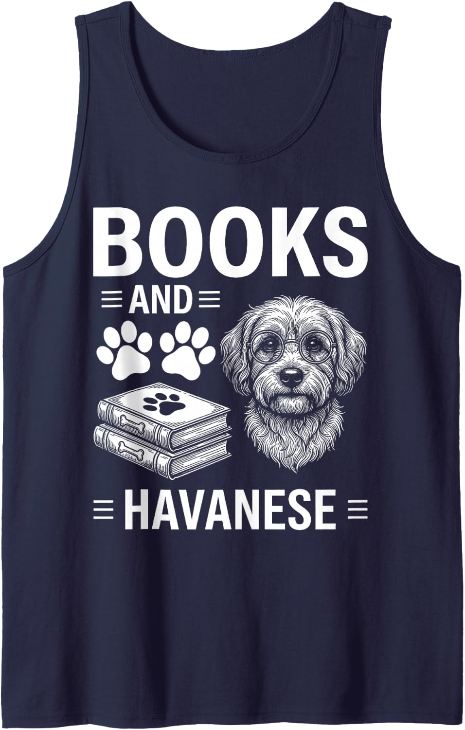 Books and Havaneses Funny Havanese Tank Top - Navy Blue