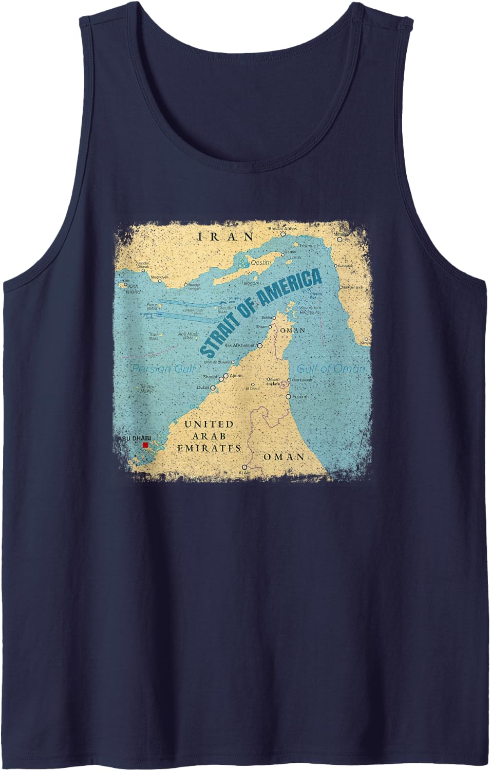Strait of America Funny Trump Patriotic 4th of July Sleeveless Tank Top - Navy Blue