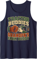 Tractor Buddies Grandpa's Farm Buddy Farmer Sleeveless Tank Top - Navy Blue