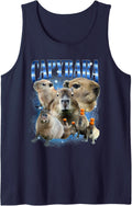 Capybara Bootleg Rap Edit Design, Capybara Lovers Gift Sleeveless Tank Top - Navy Blue